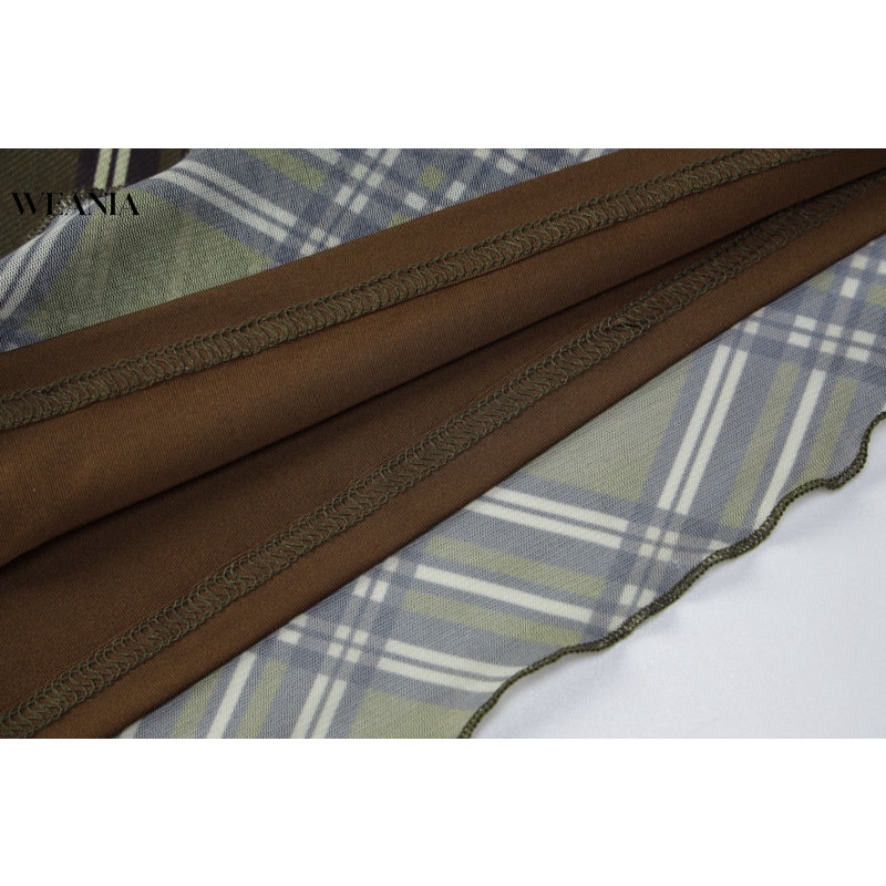 Đầm Hai Dây Mini Hai Lớp Cổ Khoét Sâu Họa Tiết Caro Quyến Rũ Thời Trang Mùa Hè