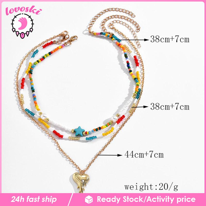 Set 3 Vòng cổ Nhiều Lớp Y2K Phong Cách Boho