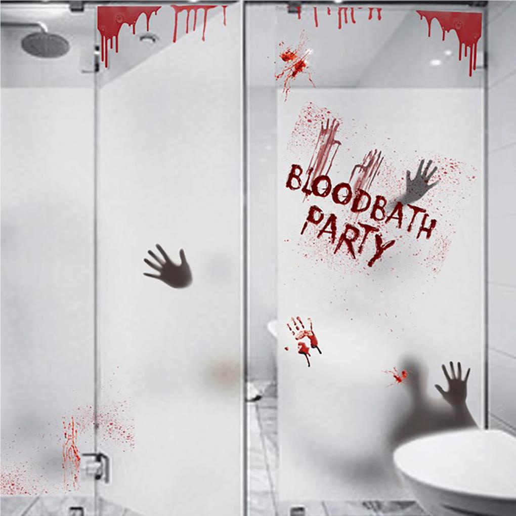 Sticker Dán Tường / Sàn Nhà Hình Dấu Tay Máu Kinh Dị Trang Trí Halloween