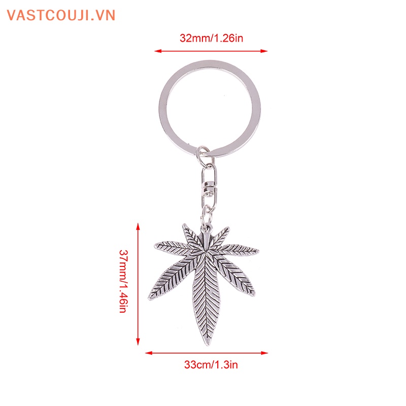 Móc Khóa Kim Loại Hình Lá Phong Màu Bạc Thời Trang