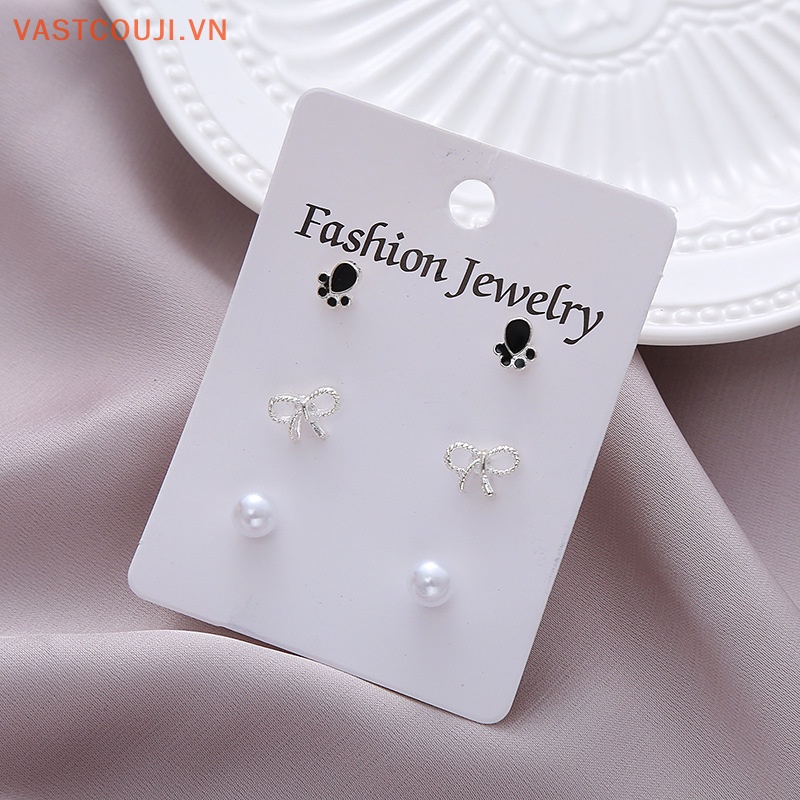 Khuyên Tai Hình Học Đính Ngọc Trai Và Pha Lê Thời Trang Hàn Quốc Hiện Đại Cho Nữ