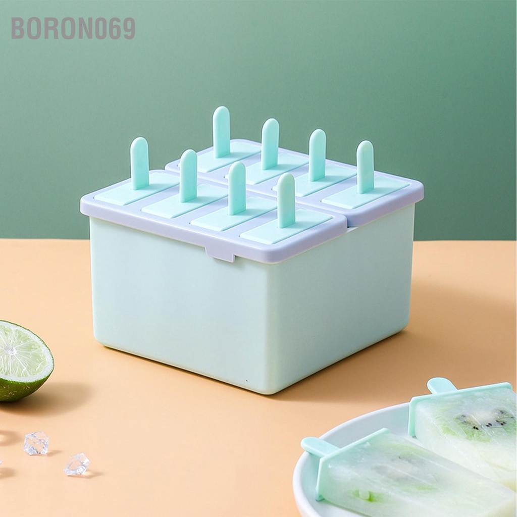 Boron069 8 Lưới Khuôn Làm Kem Có Nắp Đậy An Toàn Đáng Tin Cậy DIY Dễ Dàng Rã Đông Cho Nhà Bếp Hàng