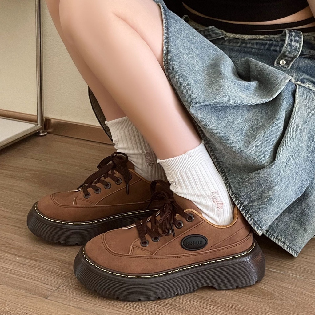 Giày Da Đế Dày Phong Cách Anh Quốc Thời Trang Cho Nữ