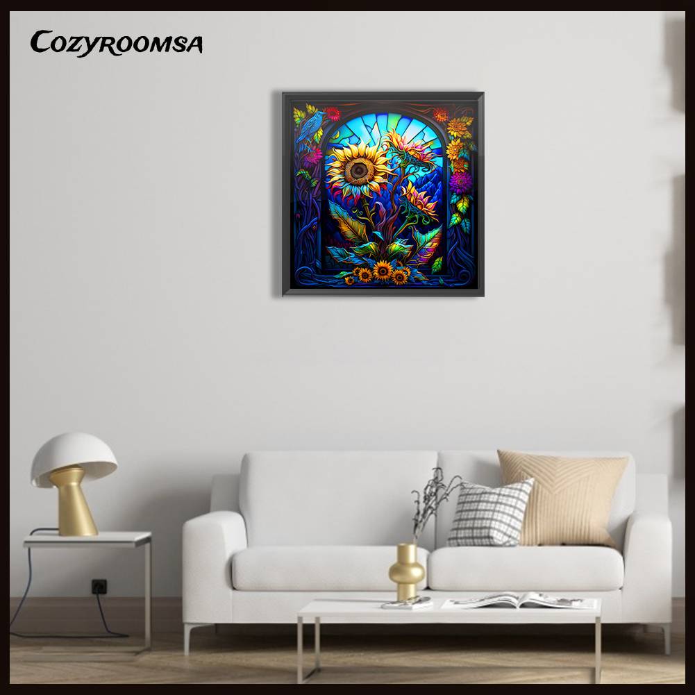 Tranh Đính Đá Kim Cương Toàn Bộ 5D DIY Hình Vẽ Hoa Hướng Dương