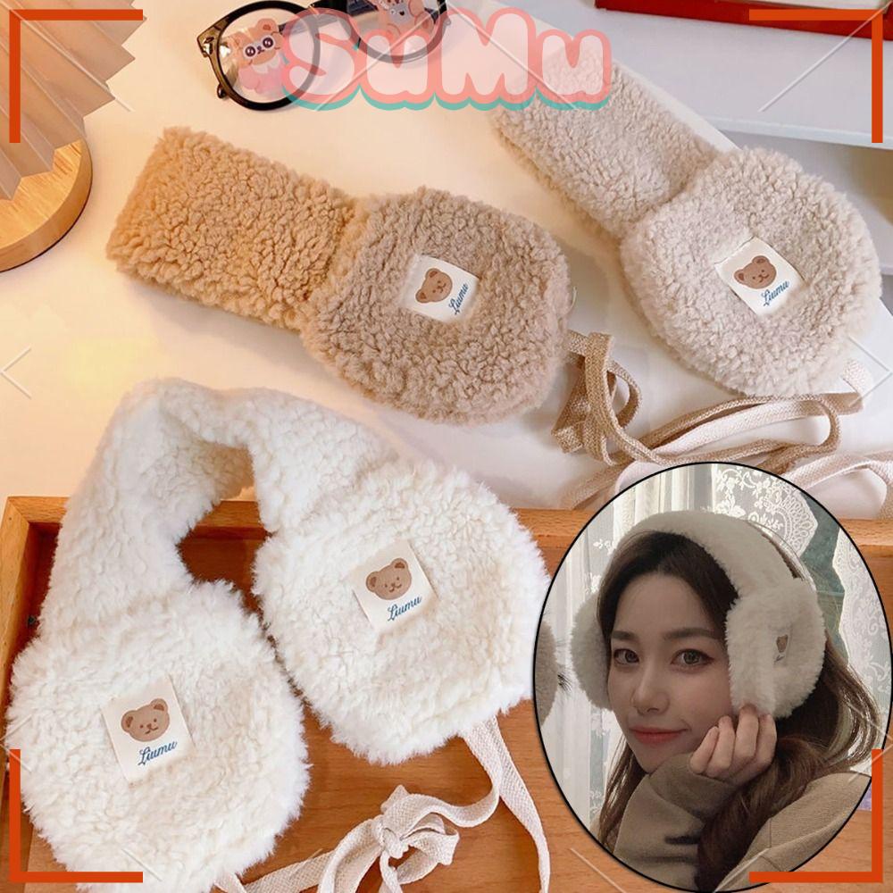 SUMU Chụp Tai Bằng Lông Nhung Mềm Mại Hình Tai Gấu Dễ Thương Xinh Xắn