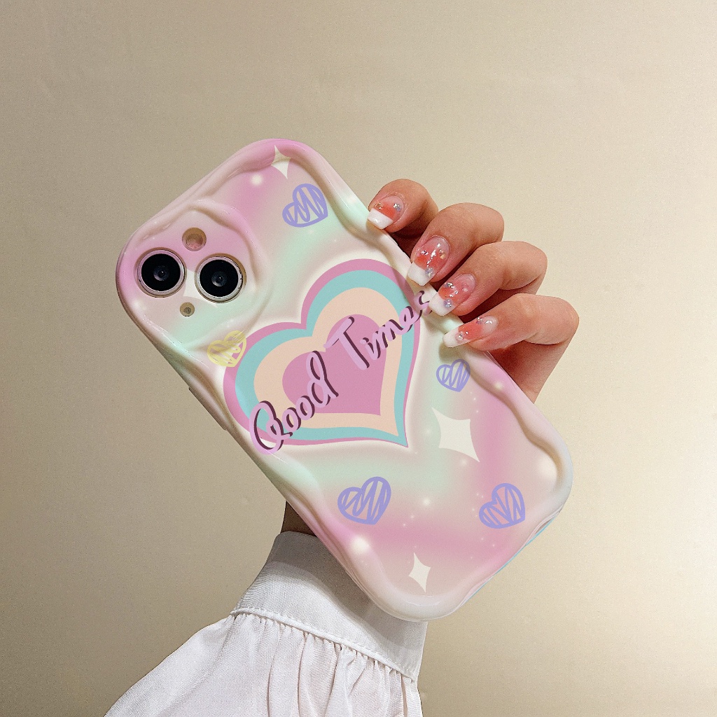 Ốp Điện Thoại Mềm Chống Rơi Họa Tiết Trái Tim Cho iPhone 14promax 11 13Pro 12 7 / 8plus 6s plus xr xs max 6 11Promax 13