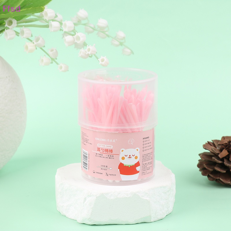 Hộp 100 Tăm Bông Cotton Hai Đầu Dùng Một Lần Chăm Sóc Sức Khỏe Cho Nữ