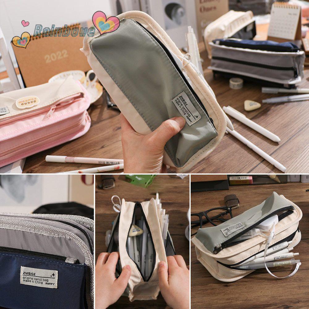 RAINBOW Túi Đựng Bút Bằng Vải Canvas Cỡ Lớn Đa Năng Thiết Kế Mới Tiện Lợi Dễ Sử