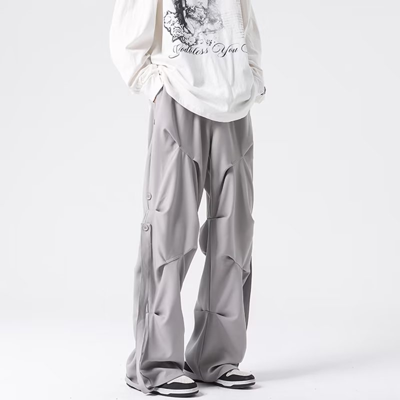 Quần ống rộng Màu Xám Phong Cách retro Mỹ Cho Nam