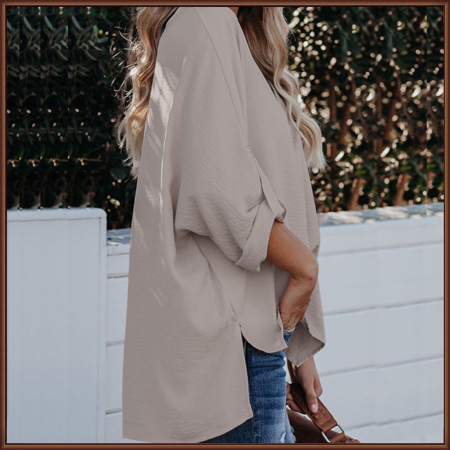 Áo Sơ Mi Tay Dài Cổ Chữ V Màu Sắc Thời Trang Dành Cho Nữ