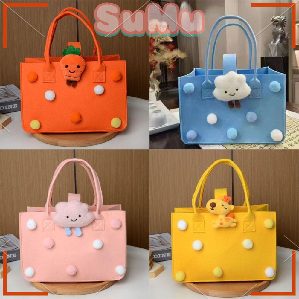 SUMU Túi Xách Tay Bằng Vải Nỉ Bền Bỉ Có Thể Gấp Lại