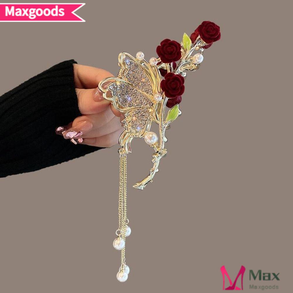 MAXG Kẹp Tóc Kim Loại Hình Hoa Hồng Phong Cách Retro