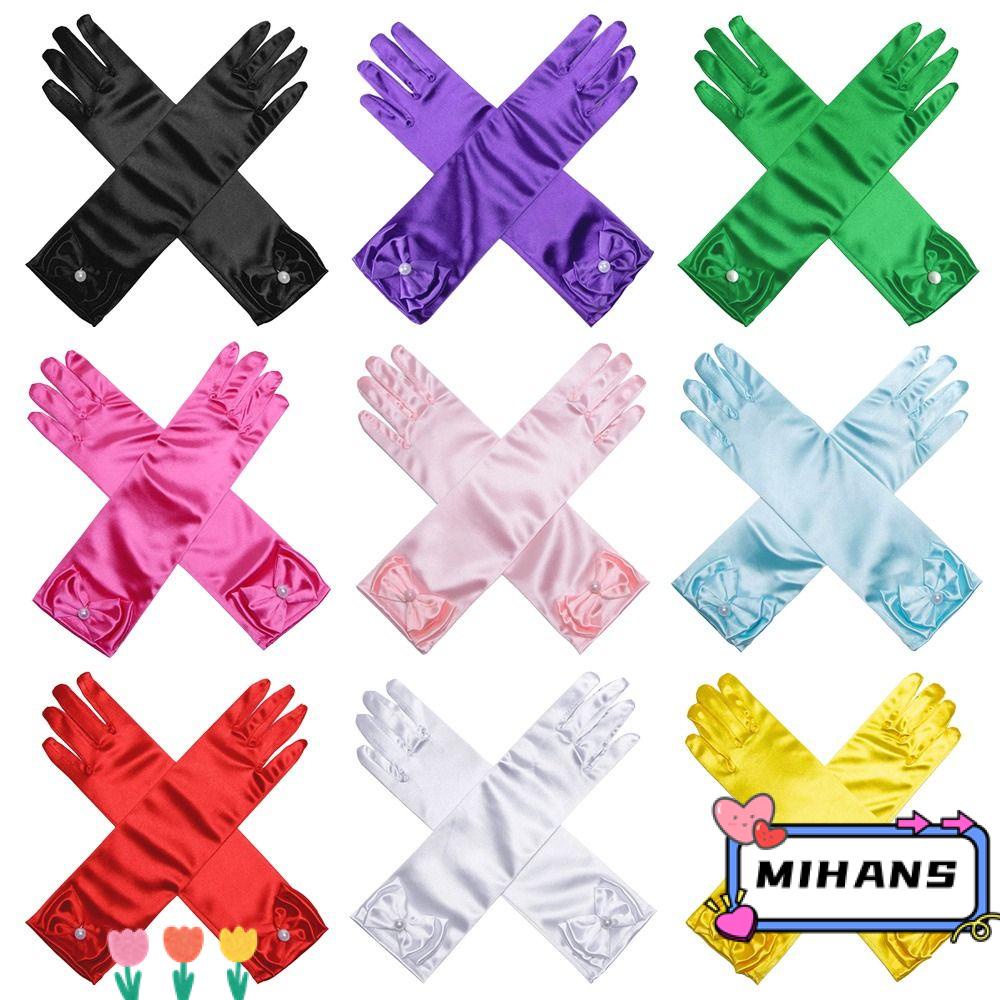 MIH Găng Tay Dài Vải Satin Đính Kim Sa Lấp Lánh Dành Cho Bé Biểu Diễn Nhảy Múa