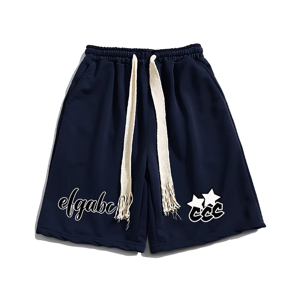 Quần Short Thể Thao Bóng Rổ Dáng Rộng Phối Dây Rút Màu Đen In Họa Tiết Chaopai Phong Cách hip hop Đường Phố Mỹ Unisex M-5XL