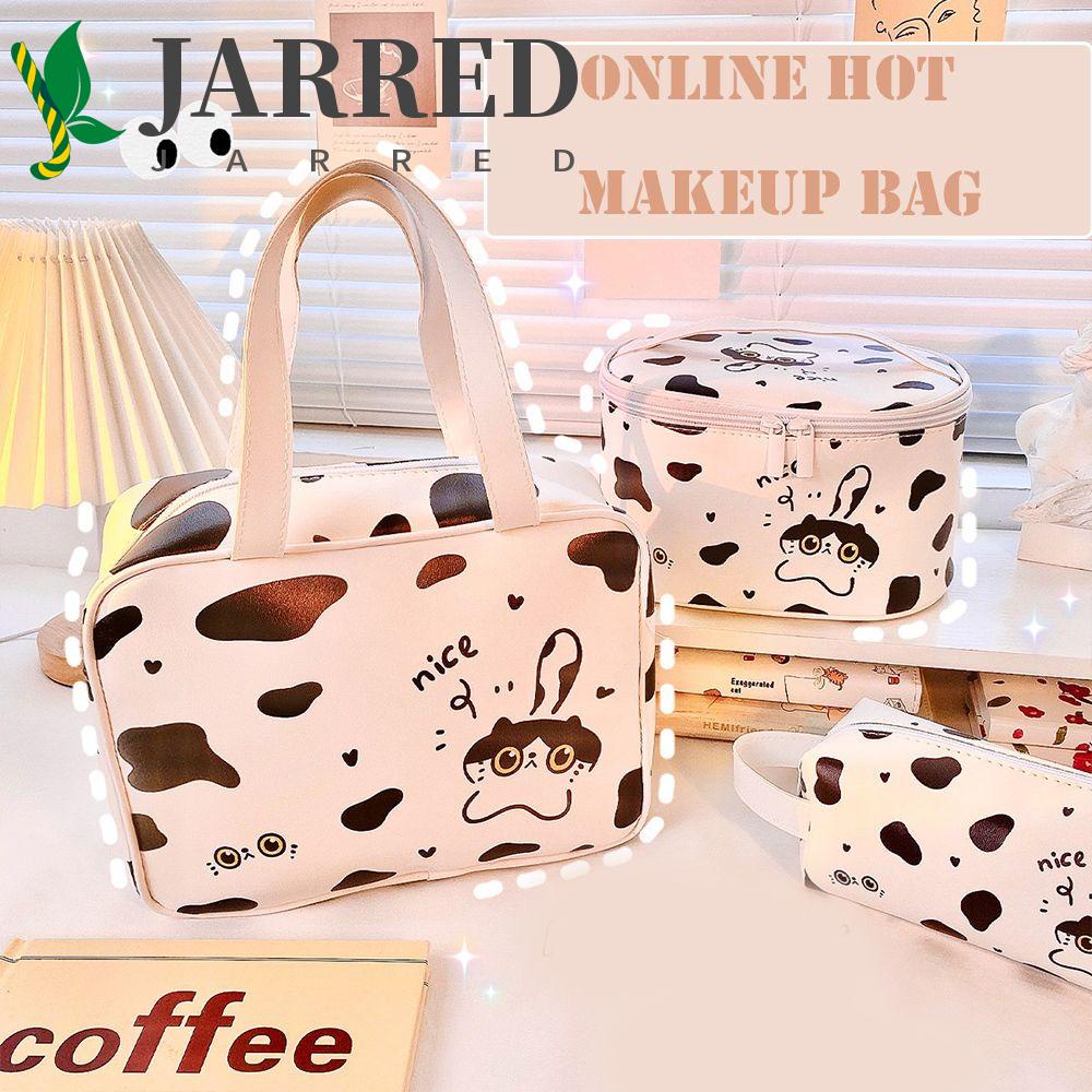 JARRED Túi Đựng Mỹ Phẩm Họa Tiết Bò Sữa Hoạt Hình Dễ Thương