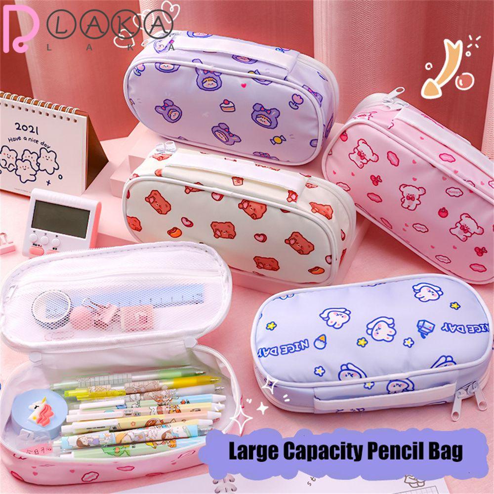 LAKAMIER Túi Đựng Bút Họa Tiết Hoạt Hình Dễ Thương Cho Bé Gái