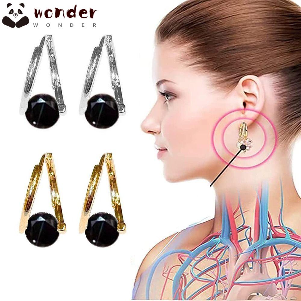 WONDER Bộ 2 Bông Tai Châm Cứu Kim Cương Màu Đen Giảm Cân Hiệu Quả Cho Nữ