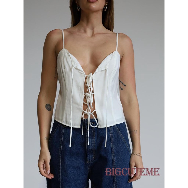 Áo Hai Dây Cổ Chữ V Thời Trang Quyến Rũ Cho Nữ