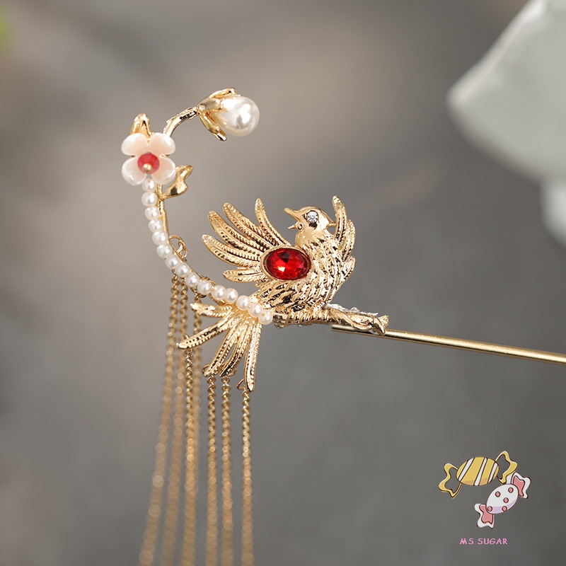 YADORNOS Trâm Cài Tóc Tua Rua Vàng Phong Cách Trung Hoa Cổ Điển Cho Nữ