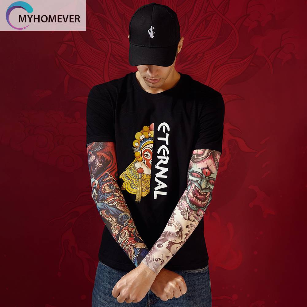 Vỏ Bọc Cánh Tay Hình Xăm Bằng Lụa Lạnh Gọn Nhẹ Di Động Cho Hoạt Động Thể Thao Ngoài Trời