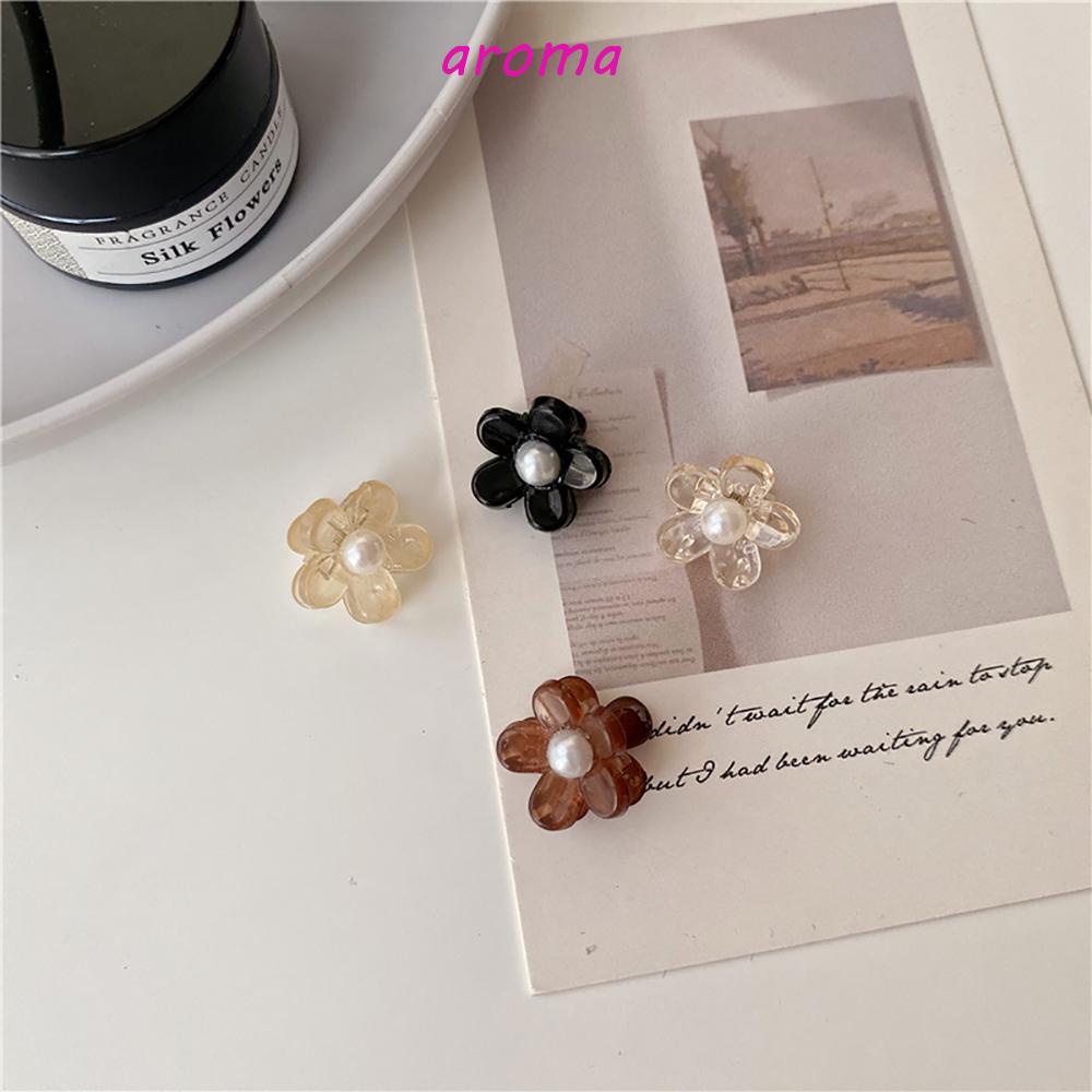 AROMA Kẹp Tóc Hình Hoa Đính Đá Phong Cách Hàn Quốc Ngọt Ngào Cho Nữ