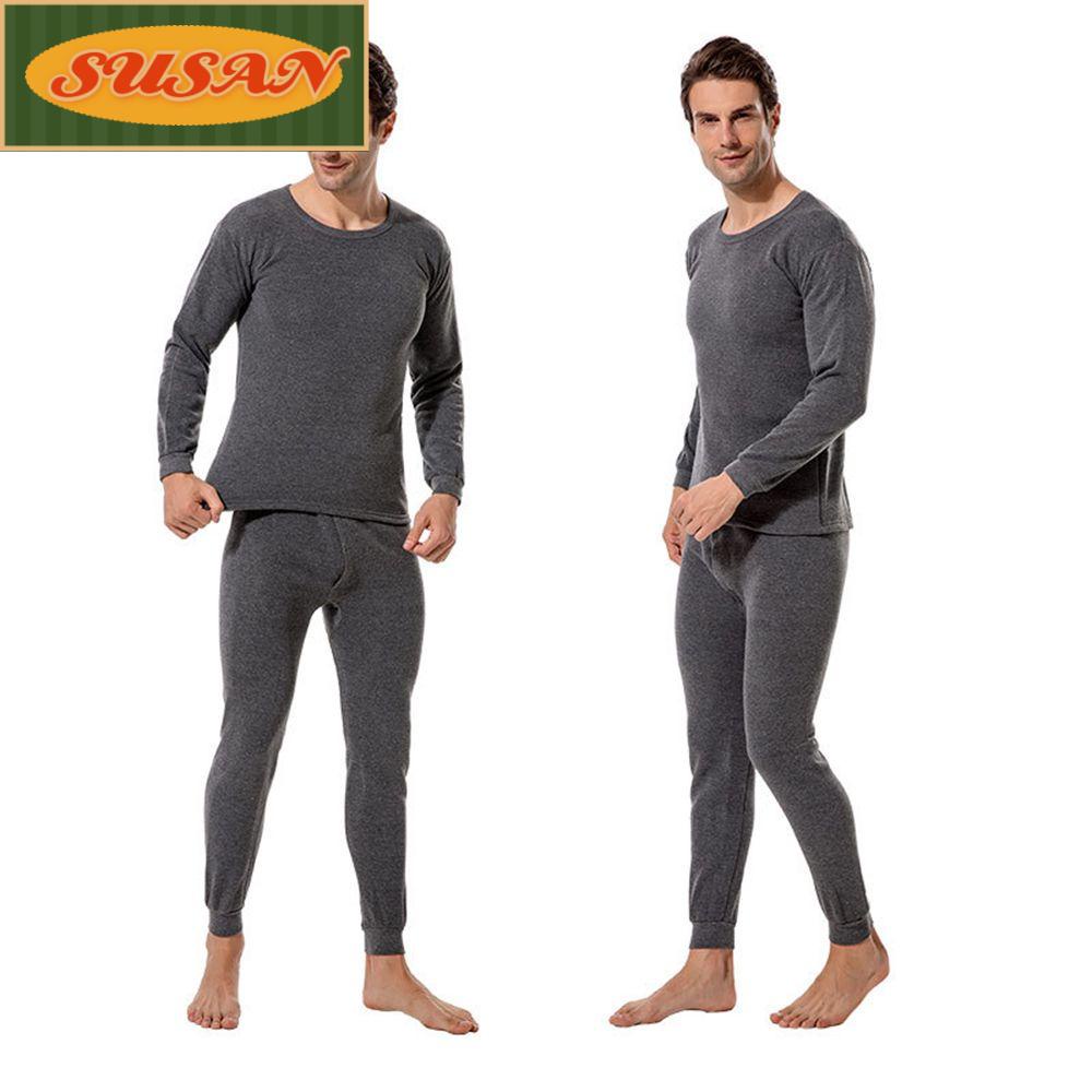 SUSANS Set 2 Áo Thun Dài Tay Cổ Tròn + Quần Lót Giữ Ấm Cho Nam