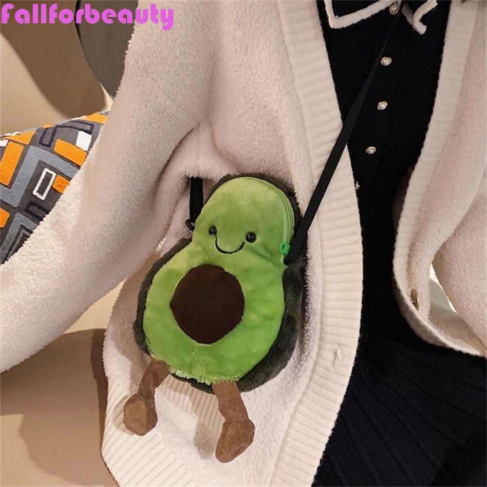 FALLFORBEAUTY Túi Đeo Chéo Hình Trái Cây Nhồi Bông Mềm Mại Độc Đáo