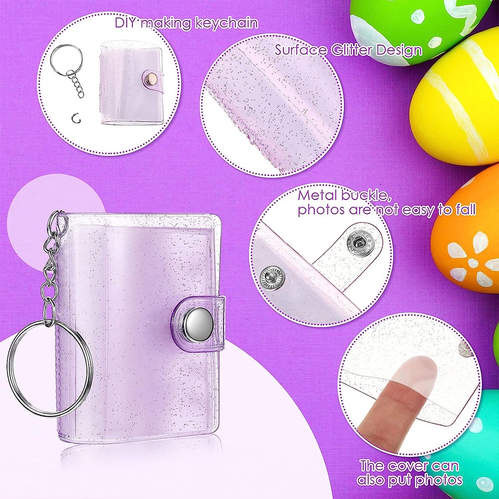 Album Đựng Thẻ 1 / 2 Inch Mini Bằng PVC Trong Suốt Kèm Móc Khóa Và 16 Thẻ Tiện Dụng