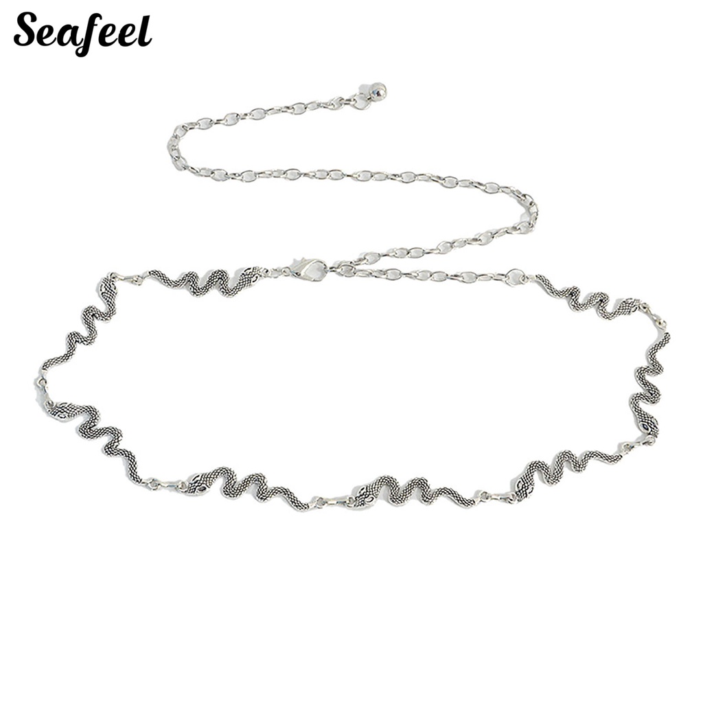 Dây Xích Kim Loại Mạ Bạc Đeo Thắt Lưng Có Thể Điều Chỉnh Cho Nữ