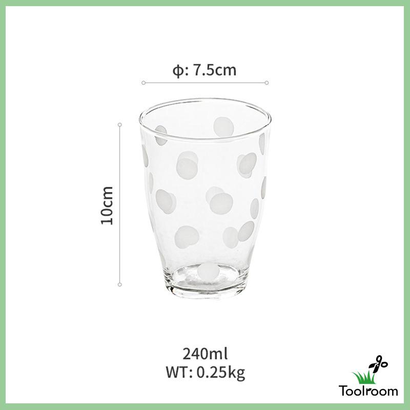 Kính Cốc Uống Cà Phê Bằng Thủy Tinh Trong Suốt Họa Tiết Chấm Bi Trắng Phong Cách Vintage