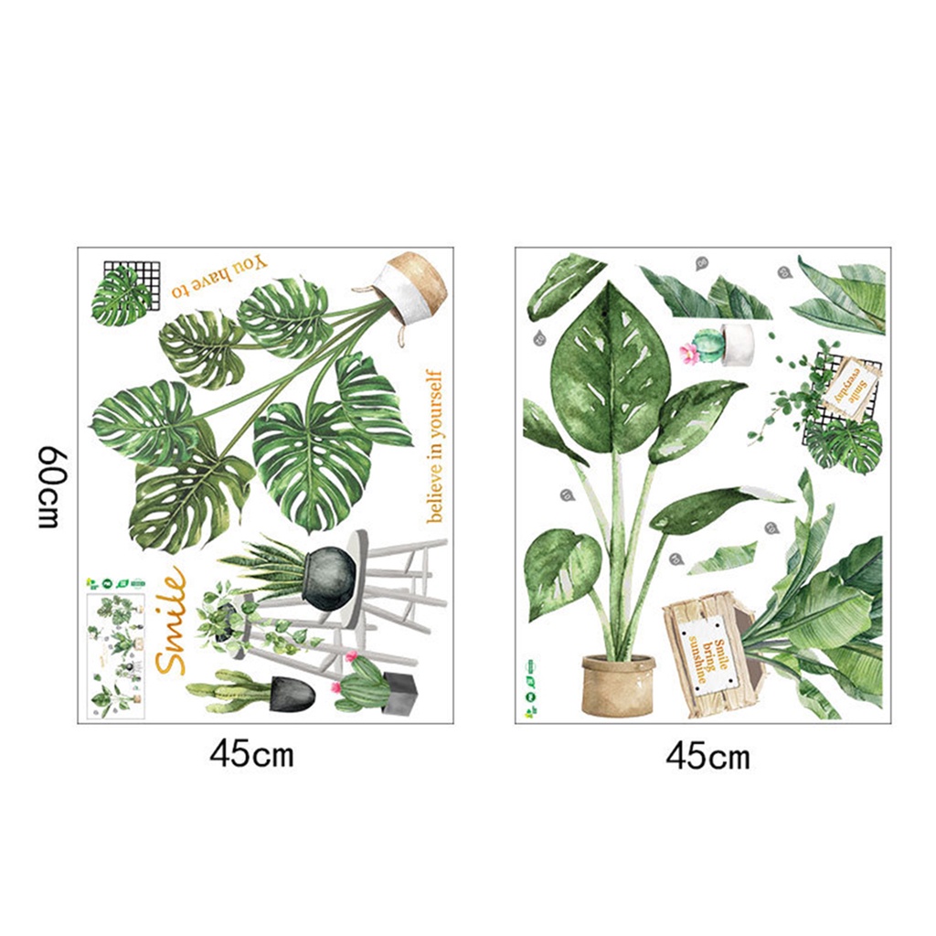 Set 2 Miếng Dán Tường Bằng Nhựa Hai Mặt Cỡ Lớn Có Thể Tháo Gỡ Trang Trí