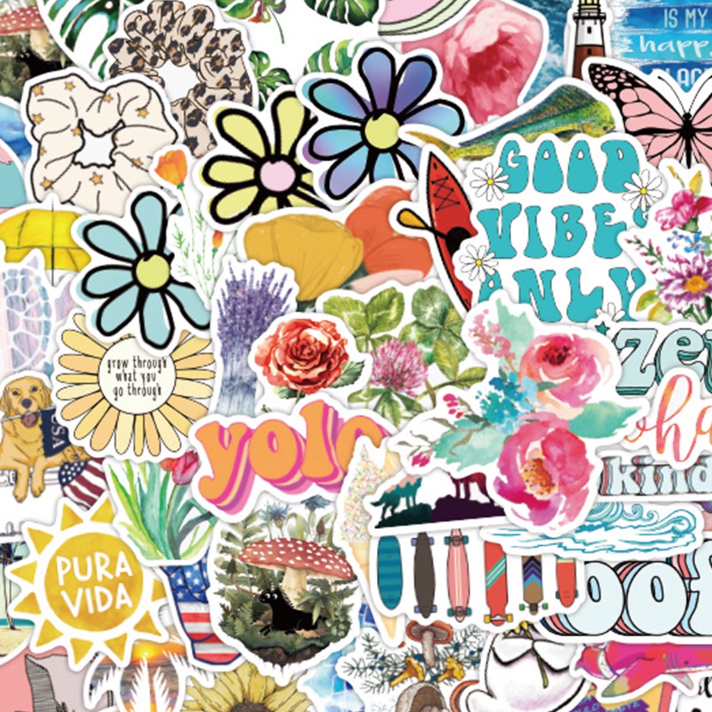 Set 100 Miếng Dán PVC Chống Thấm Nước Họa Tiết Hoạt Hình Dễ Thương Trang Trí Laptop / Máy Tính