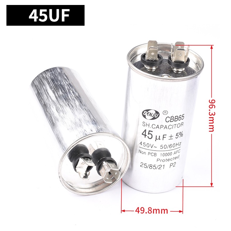 Tụ Điện Động Cơ CBB65 450VAC 5UF 6UF 8UF 10UF 12UF 15UF 20UF 25UF 30UF 35UF 40UF 45UF Chất Lượng Cao