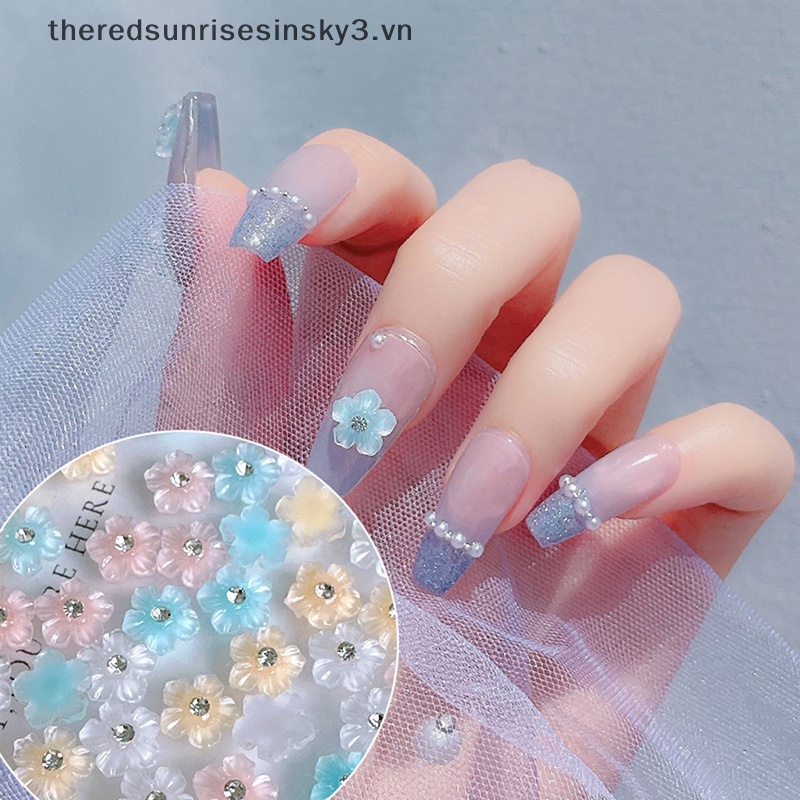 Set 30 Bông Hoa Pha Lê 3D Nhiều Kích Cỡ Trang Trí Móng Tay Nghệ Thuật Thời Trang