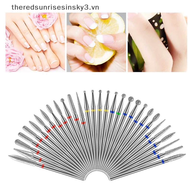 Bộ 30 Mũi Khoan Kim Cương 3 / 32 '' Cắt Móng Tay Thời Trang