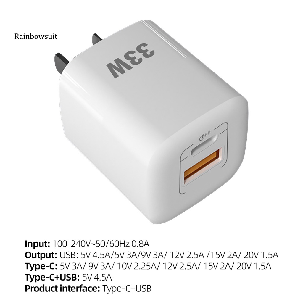 Củ Sạc QC30 Type-C USB PD33W Chống Cháy Tiện Dụng Mang Theo Du Lịch