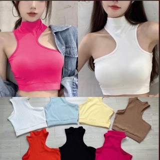 Áo croptop 3 lỗ khoét vai cá tính