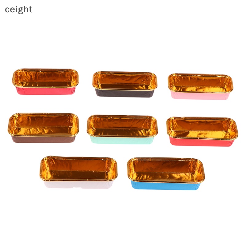 Set 50 Cốc Giấy Thiếc Nhôm Hình Chữ Nhật Đựng Bánh Tráng Miệng