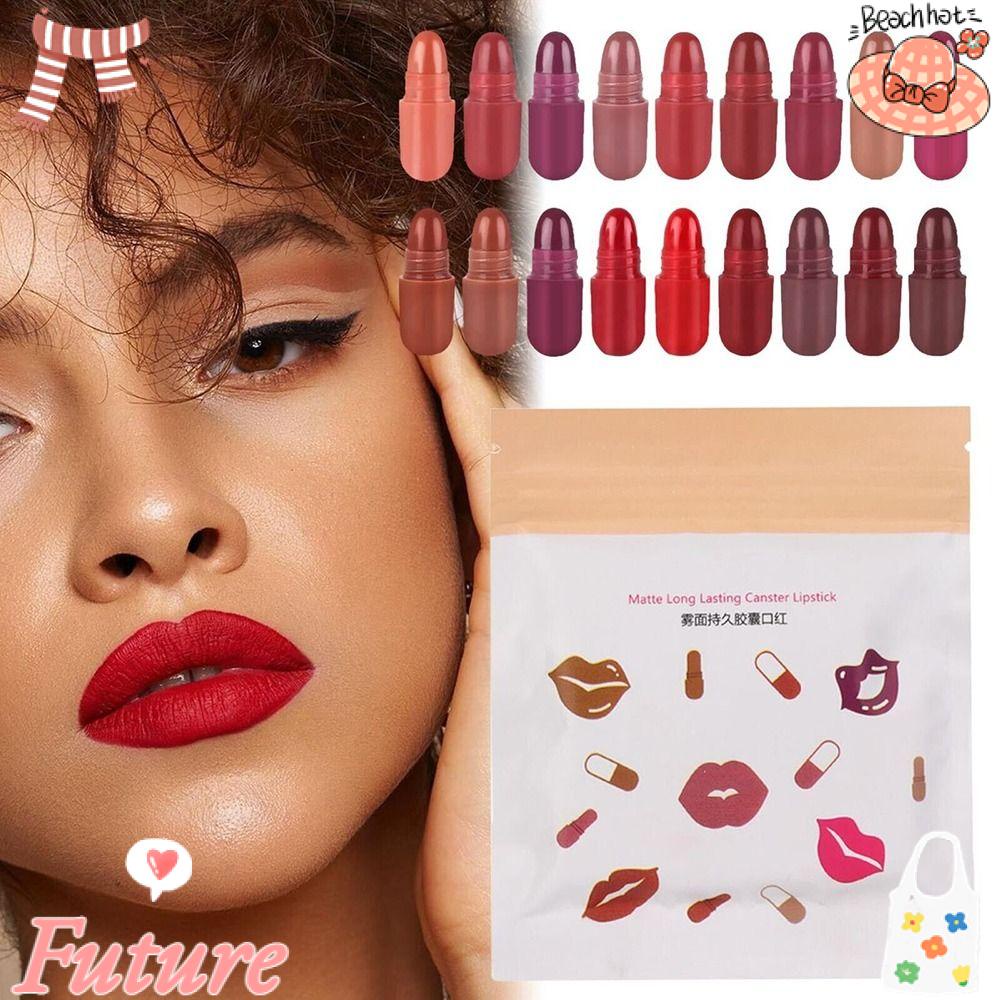 FUTURE Son Môi Trang Điểm 18 Màu Sắc Tự Nhiên Tùy Chọn Lâu Trôi Chống Dính Cốc Hình Viên Con Nhộng Dành Cho Nữ