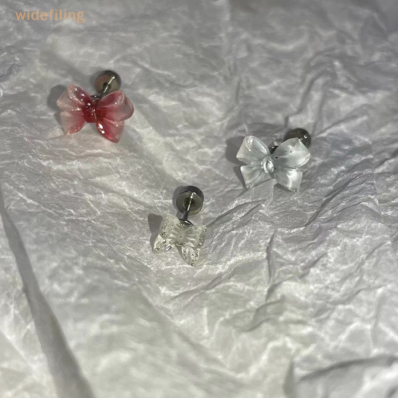 1 Khuyên Tai Xoắn Ốc Bằng Thép Titan Resin Đính Nơ / Resin Thời Trang Dự Tiệc Cho Nữ