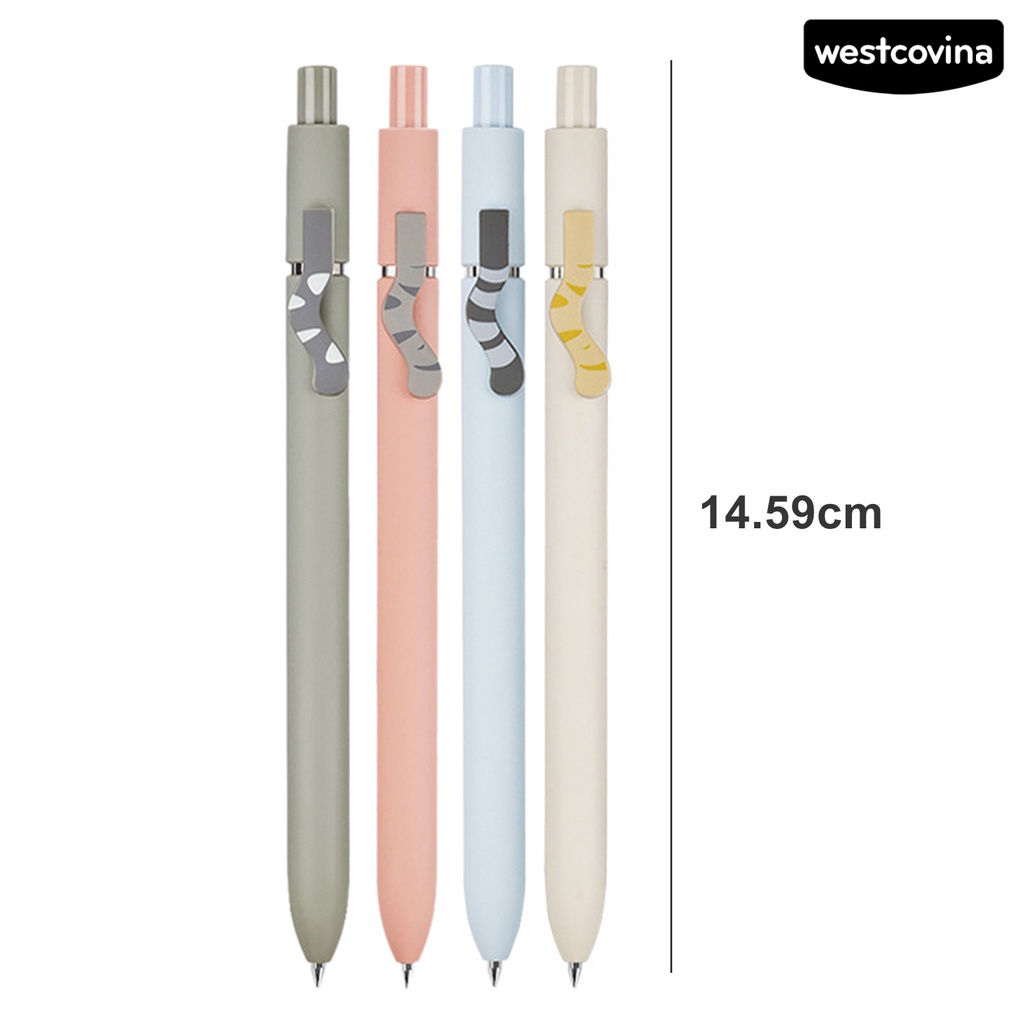 [WSTN]✎Set 4 Bút Mực Gel Ngòi 0.5mm Hình Mèo Hoạt Hình Dễ Thương