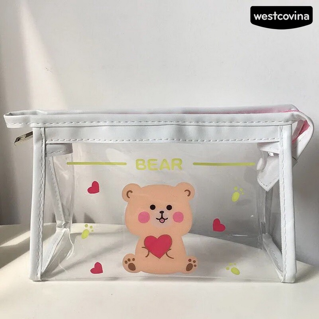 [WSTN]✎Túi Đựng Bút Bằng PVC Trong Suốt Chống Bụi Sức Chứa Lớn In Họa Tiết Hoạt Hình