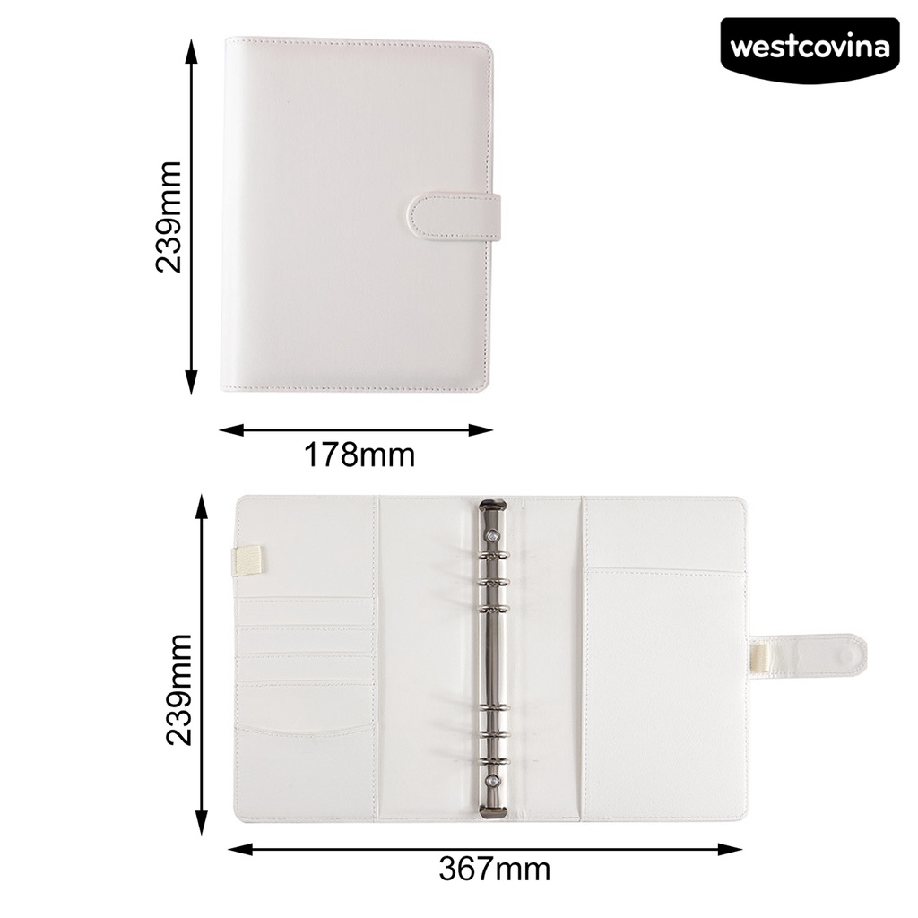 [WSTN]✎Vỏ Bọc Sổ Tay Khổ A5 Bằng Da Giả 6 Lỗ Chống Thấm Nước Thông Dụng