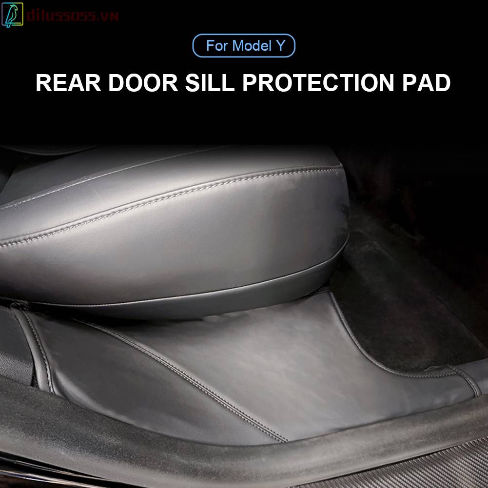 1 Cặp Đệm Da PU Chống Bẩn Bảo Vệ Cửa Sau Xe Hơi Tesla Model Y 22-23