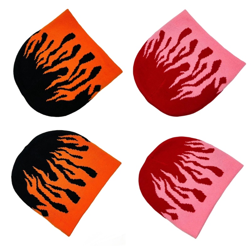 Mũ Len Chống Gió In Họa Tiết Ngọn Lửa Thời Trang Mùa Đông Cho Tuổi Teen