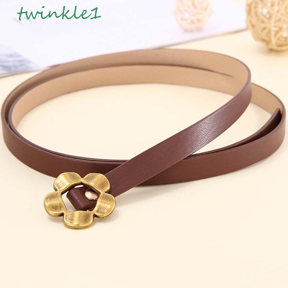 TWINKLE Thắt Lưng Da PU Co Giãn Phối Khóa Hình Hoa Thời Trang Cho Nữ