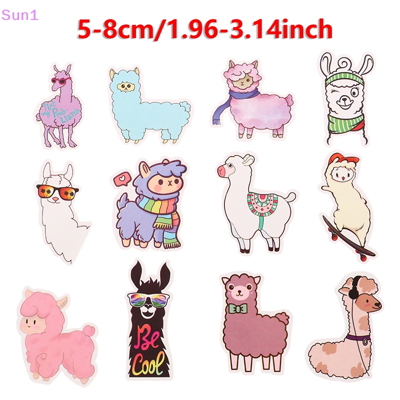 Set 50 Miếng Dán Hình Lạc Đà Alpaca Hoạt Hình Đáng Yêu Trang Trí Sổ Tay / Xe Đạp / Ô Tô