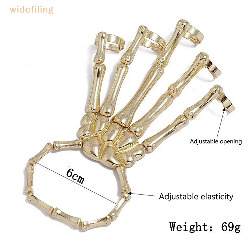 Vòng Tay Bản Rộng Hình Bộ Xương Bàn Tay Phong Cách Gothic Punk