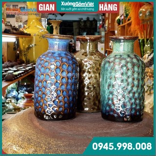 Bình hoa sứ mini tráng men hỏa biến đẹp đến từng chi tiết góc cạnh-VẬT PHẨM TRANG TRÍ,PHONG THỦY- XƯỞNG GỐM VIỆT