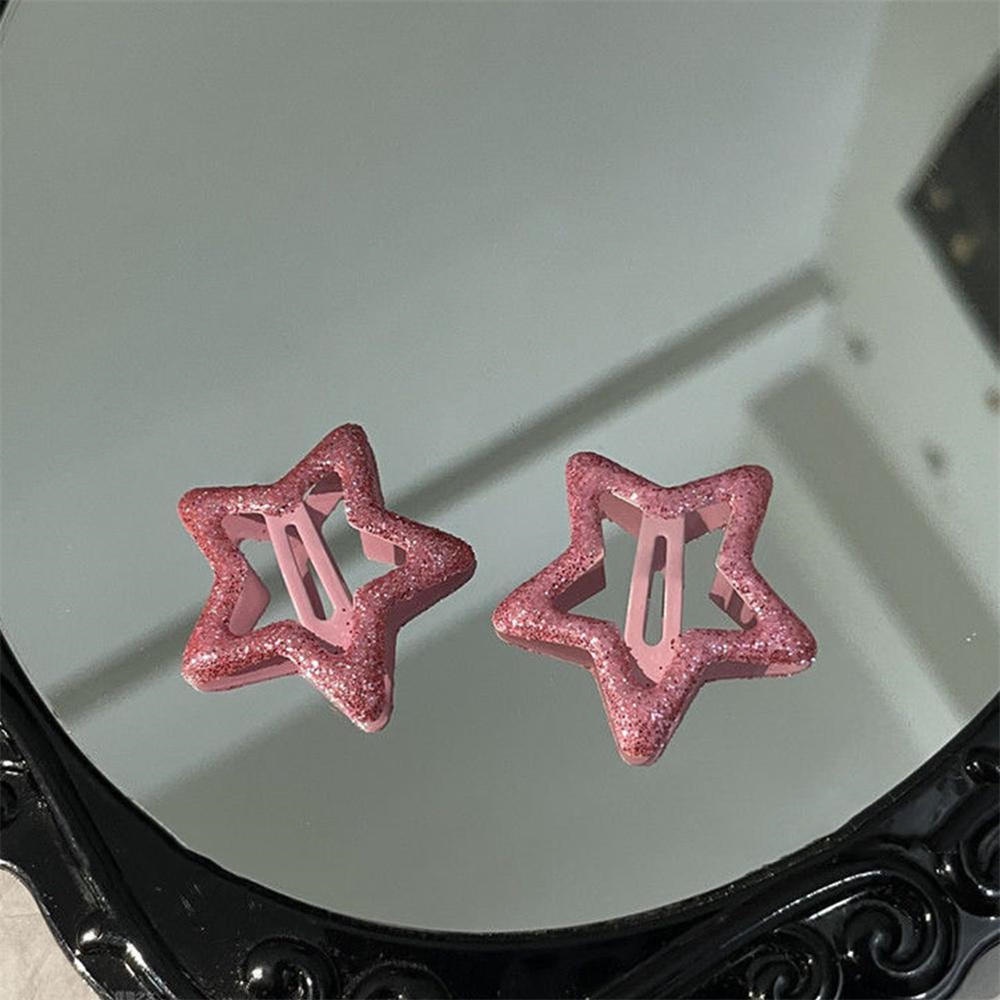 Set 2 Kẹp Tóc Hình Ngôi Sao Năm Cánh Bằng Kim Loại Dễ Thương Cho Bé Gái